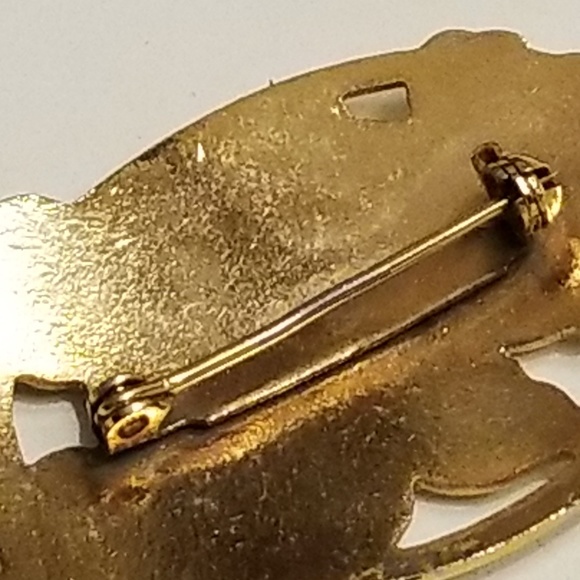 Cloisonne 80s pin/brooch, with butterfly & dogwood - Picture 4 of 4